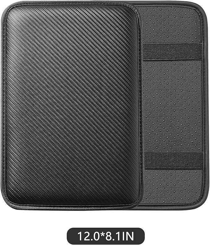 Car Armrest Covers, Vehicle Center Console Cover, Middle Storage Pads, Dog & Cat Paws Protetor, Carbon Fiber PU Leather, Waterproof, Anti-Slip, Auto Interior Accessories, Black, Size S