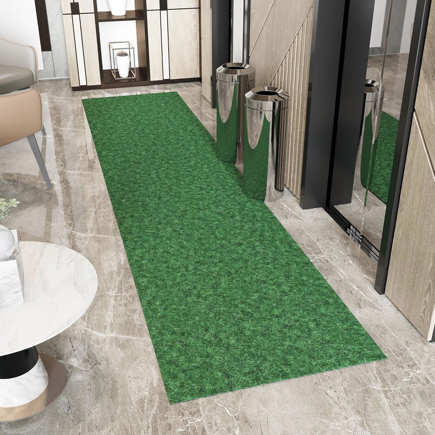 Ottomanson 2'7" x 40' Hallway Runner with Scraper Pile - Extra Durable Non-Slip Rug Mat for Indoor & Outdoor Use - Ideal for Kitchen, Entryway & Garage - High-Traffic Carpet, Green