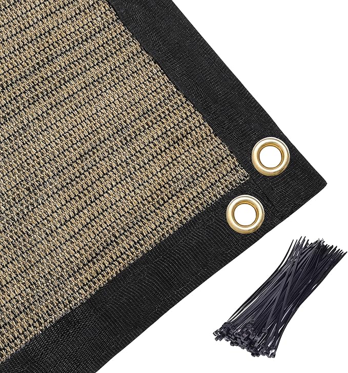 Amagenix 90% Shade Fabric 5'X 21' Mocha Sun Shade Cloth with Grommets for Pergola Replacement Shade Cover Canopy, Heavy Duty, Cable Zip Ties Included (We Customized)
