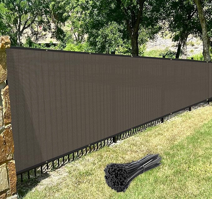 Windscreen4less Privacy Fence Screen 8' x 25' Heavy Duty Windscreen Fencing Mesh Fabric Shade Net Cover for Outdoor Wall Garden Yard Pool Deck, Brown