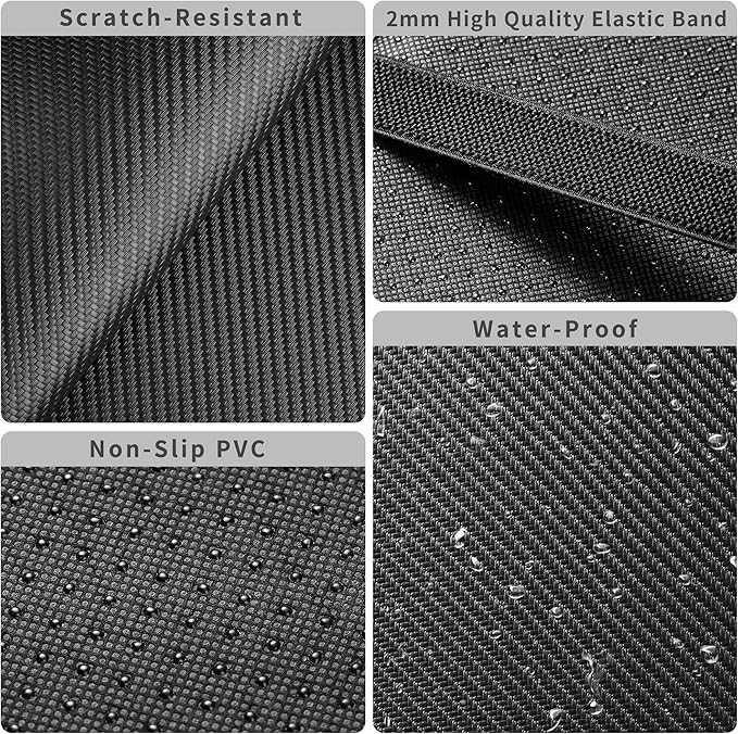 Car Armrest Covers, Vehicle Center Console Cover, Middle Storage Pad, Dog & Cat Paws Protetor, Carbon Fiber PU Leather, Waterproof, Anti-slip, Auto Interior Accessories, Black, Large Size